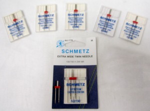 29360: Schmetz 6Pk Twin Double Needles Assortment, 1 Ea. 1.6/70 to 6.0mm/100