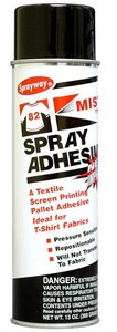 Sprayway SW082 Mist Type Spray Adhesive 20oz Cans 12/Case for textile screen printers, Pressure sensitive, Repositionable, Will not transfer to fabric