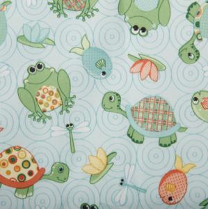 Babyville Boutique BV35009 Playful Pond Frog Turtle 64" Fabric 8Yd Bolt 11.25 A Yd Polyurethane Laminated PUL