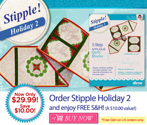 Designs in Machine Embroidery, Stipple!, Holiday 2, STP0100, Reversible Piecing Technique, Table Runner, Eileen Roche, Quilting, Applique, appliqué, quilt blocks,