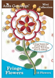 Anita Goodesign 126MAGHD Fringe Flowers  Embroidery Design Pack on CD