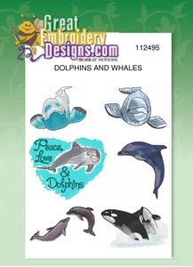 Great Notions GNDOL Jumbo Dolphins Whales Designs CD for 5X7" Hoop