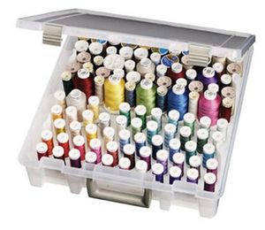 Artbin, 1895, Empty, Super, Satchel, Thread, Box, Hold, Up, To, 108, Cylinder, Spool, Sewing, Embroidery, 15, 14, 3.5, Two, Removable, Tray