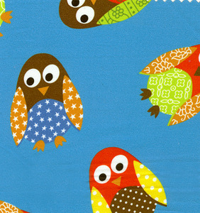 Fabric Finders #1257 Owls on Turquoise  Print 15 Yd Bolt 9.34 A Yd100% Cotton 60"
