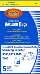 34902: Envirocare VP50 VP-77 Micro Filtration Bags 5Pk Bissell 5528 5500 6013