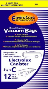 Electrolux Exr-1455 Style C Paper Bags 12Pk, Lux Tank Micro Filtration w/Closure