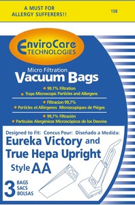 Eureka Replacement Er-1431 Paper Bag, Eur Style Aa  Micro W/Closure Env 3Pk