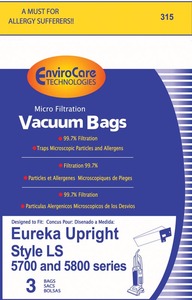 Eureka Replacement Er-1453 Paper Bag, Eur Style Ls  Upright Micro Env 3Pk