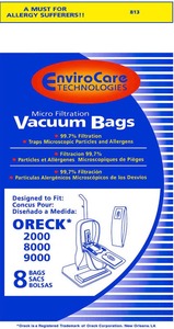 EnviroCare 58-2415-07, OR-1435, 813 Replacement Paper Bags for Oreck Upright Vacuums Microfilter Env 8 Pack