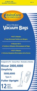 Riccar/Simplicity Replacment Rsr-1431-12 Paper Bag, Ric 2000 4000 Sim 5000 6000 Type A 12Pk