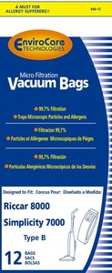 Riccar/Simplicity Replacment Rsr-1432-12 Paper Bag, Ric 8000 8900 Sim 7000 Type B Mcro 12Pk