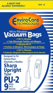 EnviroCare 86-2401-02, 844-9 Sharp Paper Bag, Sharp Type Pu2 Micro W/Closure Env 9Pk
