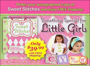 Designs, in Machine Embroidery, Sweet Stitches, JoAnn Connolly, Autograph Book, 64 Pages, Special, for Little Girls, 8 Projects: Banner, Pillow, Headband, PJ's