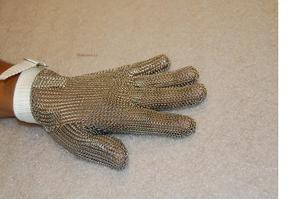 37861: US Mesh Steel Safety 3 Finger Mitten or 5 Finger Glove, Small Medium Large