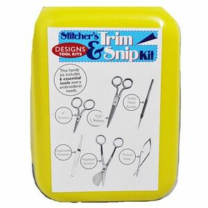 Brewer TNS1001 Stitchers Trim & Snip Kit, 6 Tools in Yellow    Case, 4 and 6" German +Duck Bill  Scissors, Sharp Pointer, Applique Scissors, Tweezers
