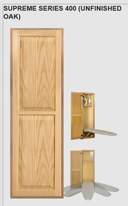 Hideaway, supreme, 400, Built, In, Wall, Mount, Ironing, Center, Swivel, Board, Raised, Oak, Panel, Door, Garment, Hook, Hot, Iron, Storage, 47.75LX16WX7"H, Prefinished