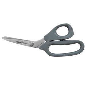 Clauss 19592 8in Bent Trimmer Scissors Shears, Micro Serrated Blades for Cutting Kevlar, Upholstery, Canvas, Vinyl, Denim, Fabrics