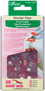 39074: Clover CL3156A Wonder Clips 50Pk 1/4" Seam Markings, Quilt Bindings