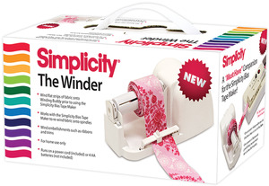 WHITE -WINDER MACHINE, Simplicity 881979 The Winder For Winding Bias Tape, or Quilt Binding, Also Winding Ribbons and Trims