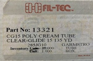 40177: FilTec 13321 Clear-Glide CG15 Class Prewound 60wt Cream Thread 10 Tubes of 8x135Yds Bobbins/Box = 80 Bobbins