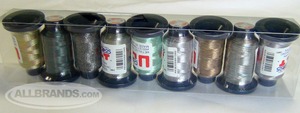 Ozeki, Brother, JAPAN, UltRapos, 9, Snap, Spools, Radiant, Metallic, Thread, Kit, 2, Brother, Verigated, Polyester, Core, 880, Yards, 800, Per, Cone, Made, JAPAN