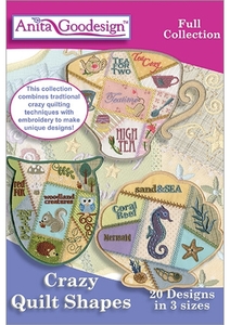 Anita Goodesign 214AGHD Crazy Quilt Shapes Full Collection Multi-format Embroidery Design Pack on CD