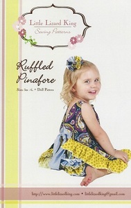 Little Lizard King 348 Ruffled Pinafore Sewing Pattern Sizes 3Mo-6Yrs, Complete with pattern for a matching dolly outfit