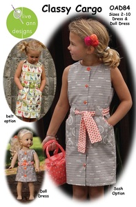 Olive Ann Designs OAD84 Stylin' Classy Cargo dress and matching Doll Dress, sz 2-10