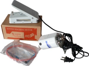 Gemsy Motorization Kit 110V 110W Motor, Bracket, Bolt, Brushes, Caps, Belt, Foot Pedal Speed Control, Wiring, Plugs