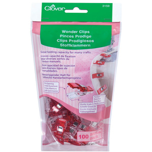 41355: Clover CL3159 Wonder Clips 100Pk 1/4" Seam Markings, Quilt Bindings