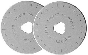 41781: Olfa RB45-2, 45mm Replacement Straight Edge Rotary Cutter Blades 2 Pack