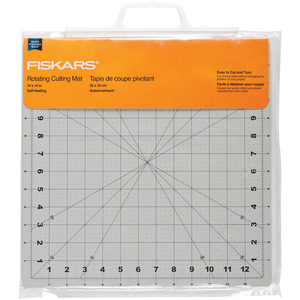 41785: Fiskars 01-000059J 14x14" Rotating Rotary Cutting Mat, Self Heal, Bias Lines