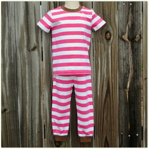 Embroidery Blanks Boutique Short Sleeve Pajamas, Pink Stripe Size: 8