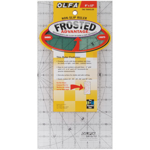 6"X12"    -OLFA FROSTED 6X12, Olfa QR6x12, RTF-612 Frosted Advantage 6" X 12" Non-Slip, Acrylic Ruler