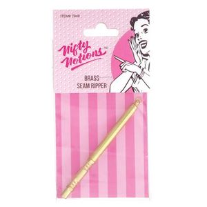 Nifty, Notions, 7948, Polished, and, Lacquered, Brass, Seam, Ripper, with, Ball