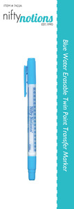 Nifty Notions 7422A  NN Blue, Water Erasable Twin Point Transfer Marker Pen