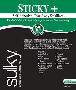 Sulky 551-20 Sticky Self Adhesive Tear Away Embroidery Stabilizer Backing 21 Inch x 5 Yards