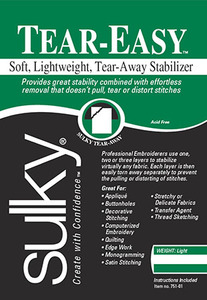 Sulky, 752-25, Tear, Easy, Soft, Light, weight, Tear, a, way, Stabilizer, Black, 20", 25, Yard