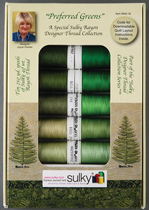 Sulky 942-18 Joyce Drexeler Preferred Greens Ten Spools Rayon Embroidery Thread 40wt