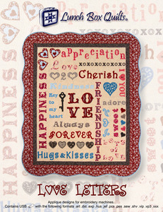 Lunch Box Quilts QP-LV-DD Love Letters 100 Separate Appliqué Embroidery Designs