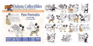 Dakota Collectibles 970469 Paw Portraits Multi-Formatted CD Embroidery Machine Designs