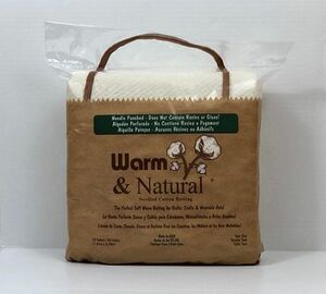 42691: Warm Company 1283DS Warm & Natural Twin Needle-Punched Cotton Batting 72''x90'' 8pk/Case