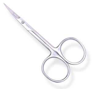 Famore Cutlery 761 4" Fine Point Curved Embroidery Scissors, Large Ringed