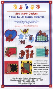 Sew Many Designs Bear For All Reasons Applique Collection Multi-Formatted CD
