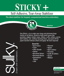 Sulky 551-01 Sticky Self Adhesive Tear Away Stabilizer 21-1/2" x  36" or 1 Yard