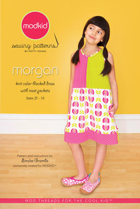 modkid MKSP042MO Morgan Color Blocked Dress Sewing Pattern, Sizes 2T-10