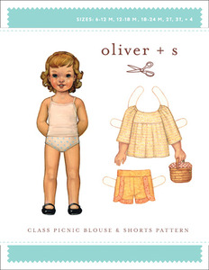 Oliver + S Class Picnic Blouse and Shorts Sewing Pattern Sizes 6Mo to 4 Years