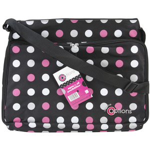 Creative Options Project Tote 18.375"X14.25"X1.5" Black/Magenta/White Polka Dot