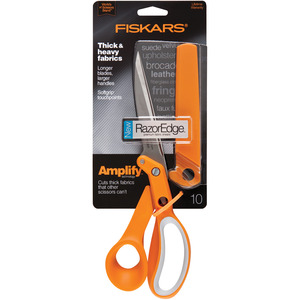 Fiskars 171010 Amplify 10" Heavy Duty RazorEdge Fabic Scissors  Shears Bent Trimmers