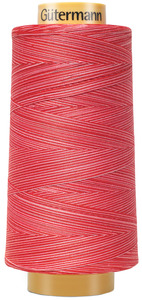 45736: Gutermann 3000V-9973 Natural Cotton Thread 30wt Variegated 3,281 Yards/ 3000m Ruby Red